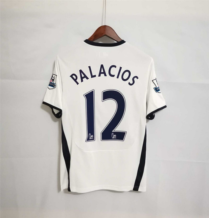 with EPL Patch Retro Jersey 2008-2009 TOT PALACIOS 12 Home White Soccer Jersey Spurs Vintage Football Shirt