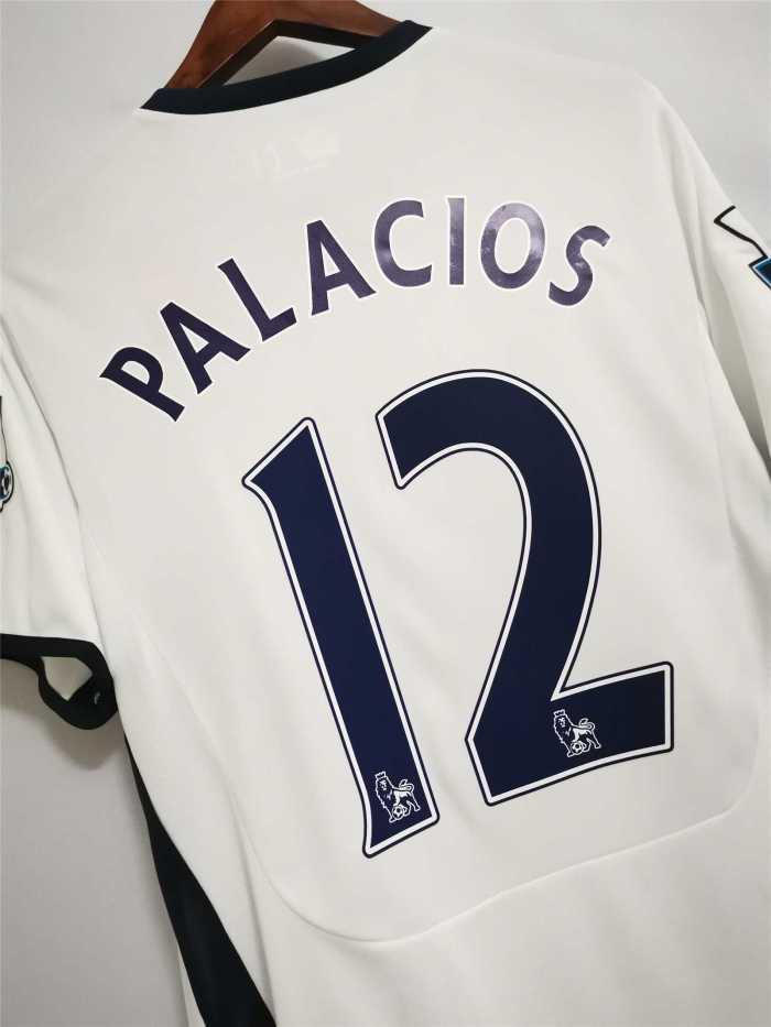 with EPL Patch Retro Jersey 2008-2009 TOT PALACIOS 12 Home White Soccer Jersey Spurs Vintage Football Shirt