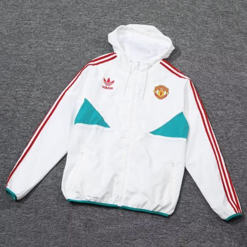 2023-2024 Manchester United White/Green/Red Soccer Windbreaker Jacket
