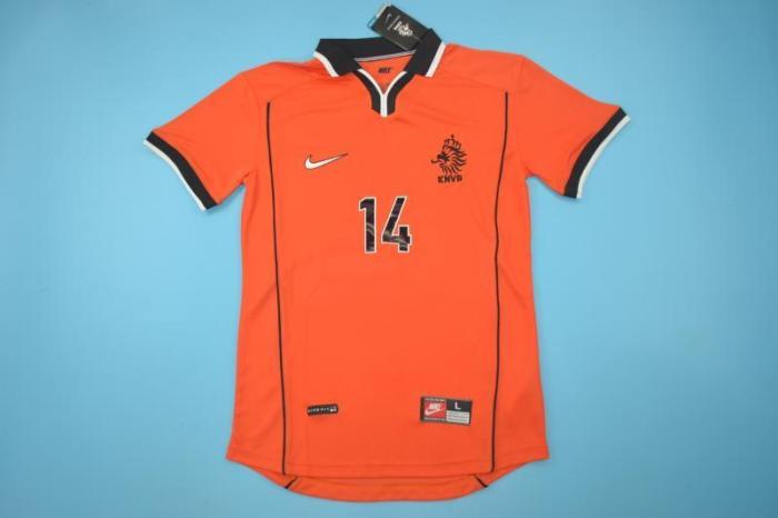 Retro Jersey 1998 Netherlands OVERMARS 14 Home Soccer Jersey Vintage Holland Football Shirt