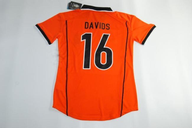 Retro Jersey 1998 Netherlands DAVIDS 16 Home Soccer Jersey Vintage Holland Football Shirt