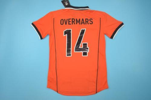 Retro Jersey 1998 Netherlands OVERMARS 14 Home Soccer Jersey Vintage Holland Football Shirt