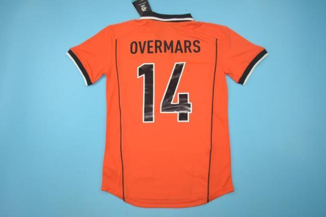 Retro Jersey 1998 Netherlands OVERMARS 14 Home Soccer Jersey Vintage Holland Football Shirt