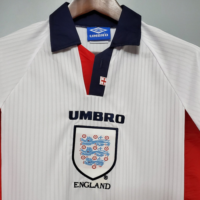 Retro Jersey 1998 England Home White Long Sleeves Soccer Jersey