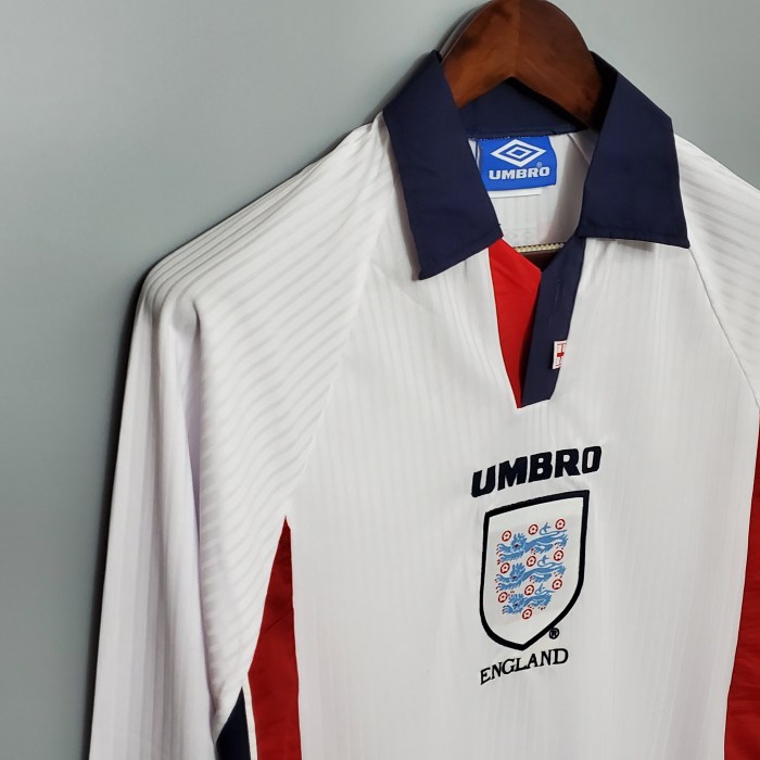 Retro Jersey 1998 England Home White Long Sleeves Soccer Jersey