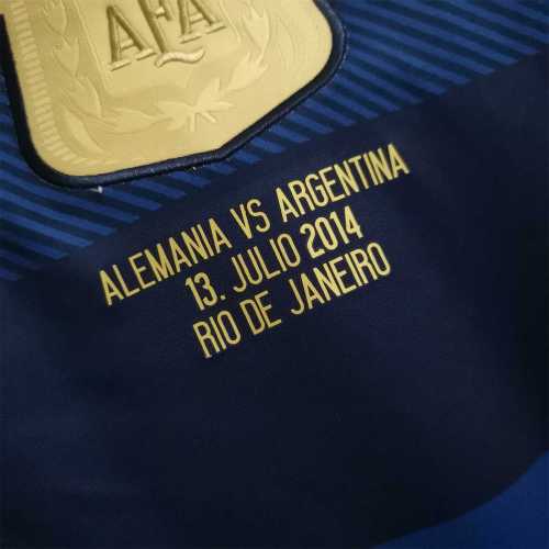 with Front Lettering+Patch Retro Jersey 2014 Argentina Away Blue Soccer Jersey Vintage Football Shirt