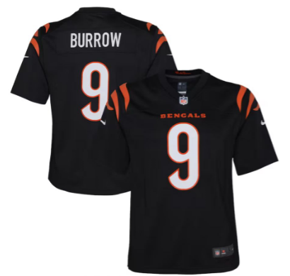 Youth Cincinnati Bengals Joe Burrow Black Game Jersey