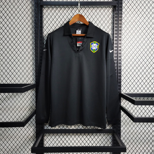Long Sleeve Retro Jersey 2004 Brazil Black Goalkeeper Soccer Jersey