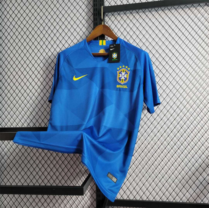 Retro Jersey 2018 Brazil Away Blue Soccer Jersey Vintage Brasil Camisetas de Futbol