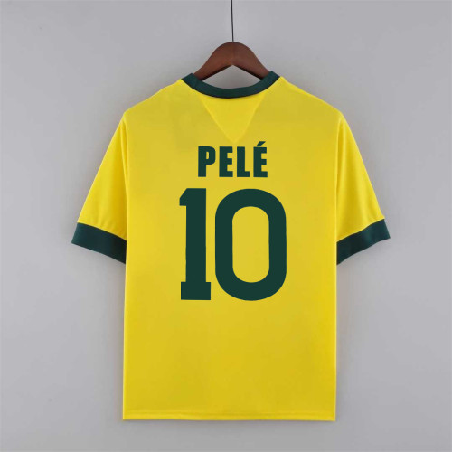 Retro Jersey 1970 Brazil PELE 10 Home Soccer Jersey Vintage Brasil Camisetas de Futbol