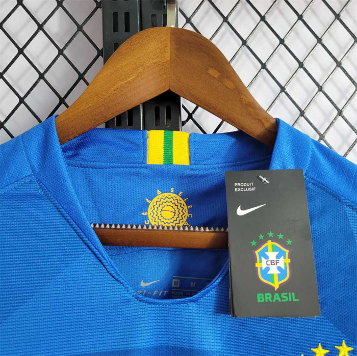 Retro Jersey 2018 Brazil Away Blue Soccer Jersey Vintage Brasil Camisetas de Futbol