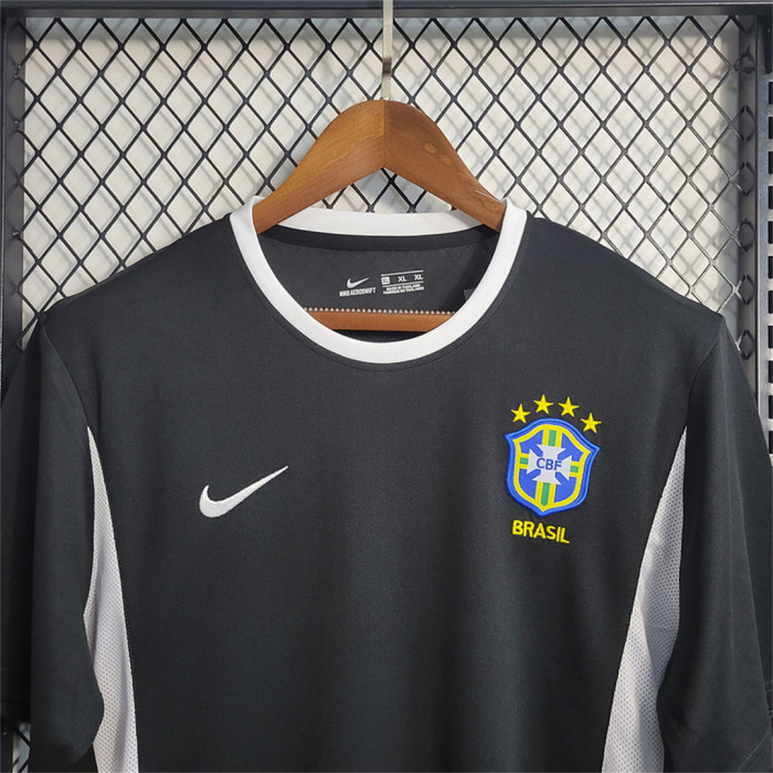 Retro Jersey 2002 Brazil Black Goalkeeper Soccer Jersey Vintage Brasil Camisetas de Futbol