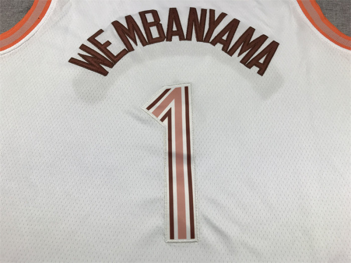 2024 City Editon San Antonio Spurs 1 WEMBANYAMA White NBA Jersey Basketball Shirt