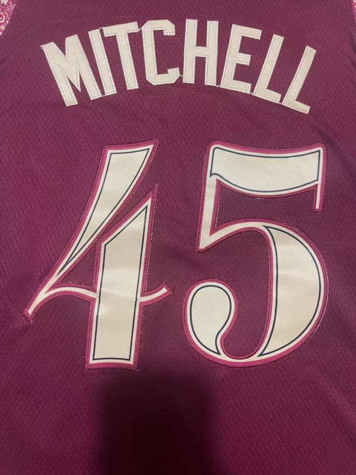 2024 Cleveland Cavaliers 45 MITCHELL Maroon NBA Jersey