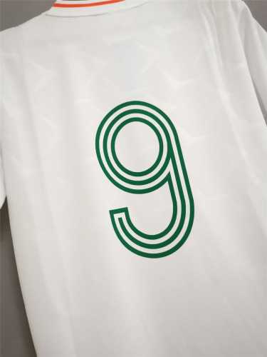 Retro Jersey 1990 Ireland 9 Away White Soccer Jersey Vintage Football Shirt