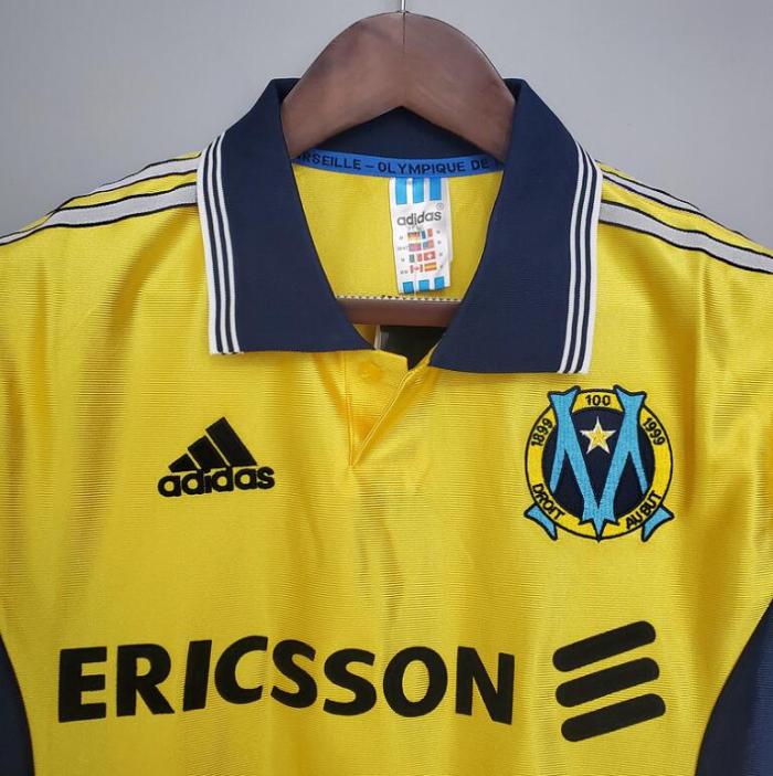 Retro Jersey 1998-1999 Marseille PIRES 7 Away Yellow Soccer Jersey Vintage Football Shirt
