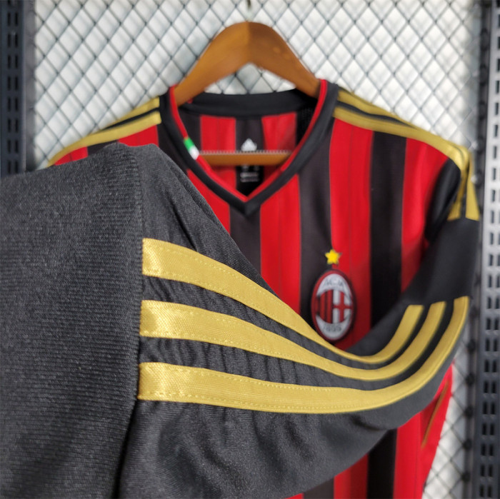 Retro Jersey Long Sleeve 2013-2014 AC Milan Home Soccer Jersey Vintage Football Shirt