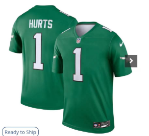 Philadelphia Eagles 1 Jalen Hurts Green NFL Jersey
