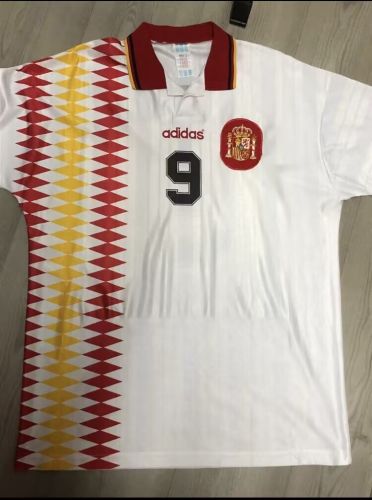 Retro Jersey 1994 Spain GUARDIOLA 9 White Soccer Jersey Vintage Football Shirt