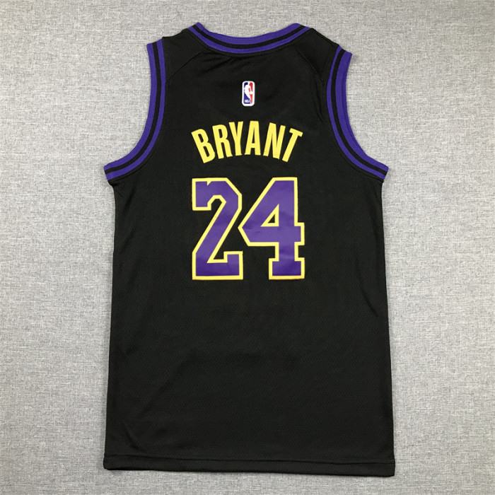Youth 2024 City Edition Los Angeles Lakers 24 KOBE BRYANT Black NBA Jersey Child Basketball Shirt
