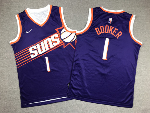 Youth 2024 Phoenix Suns 1 BOOKER Purple NBA Jersey Child Basketball Shirt