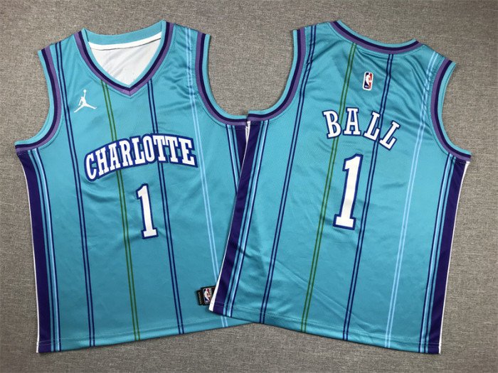 Youth Charlotte Hornets 1 BALL Green Basketball Shirt Child NBA Jersey