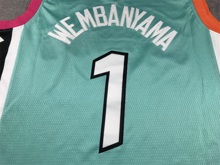 2024 City Editon San Antonio Spurs 1 WEMBANYAMA Green NBA Jersey Basketball Shirt