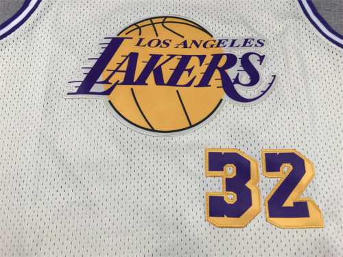Mitchell&ness Los Angeles Lakers 32 JOHNSON Basketball Shirt Cream White NBA Jersey