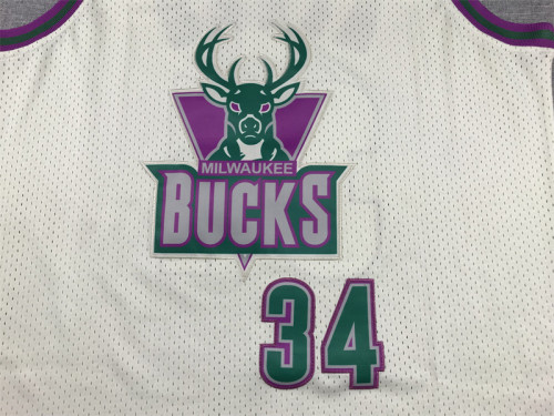 Mitchell&ness Milwaukee Bucks 34 RAY ALLEN Cream White NBA Shirt Basketball Jersey
