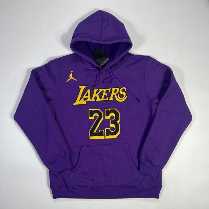 Los Angeles Lakers 23 JAMES NBA Hoodie Basketball Hoody Grey White Purple Yellow Cotton Sweater