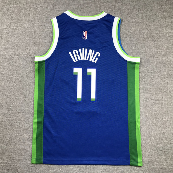 Youth 2023 City Edition Dallas Mavericks 11 IRVING Blue NBA Jersey Child Basketball Shirt