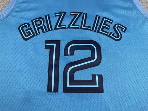 Memphis Grizzlies 12 MORANT Light Blue NBA Jersey 75th Years Basketball Shirt