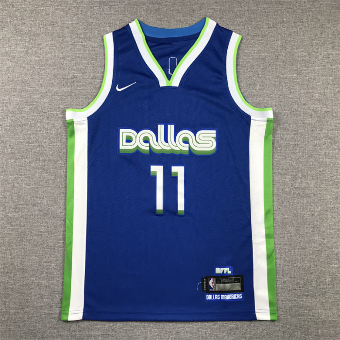 Youth 2023 City Edition Dallas Mavericks 11 IRVING Blue NBA Jersey Child Basketball Shirt