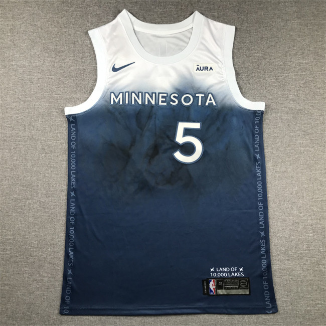 2024 City Edition Minnesota Timberwolves 5 EDWARDS Blue NBA Jersey Basketball Shirt