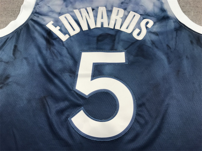 2024 City Edition Minnesota Timberwolves 5 EDWARDS Blue NBA Jersey Basketball Shirt
