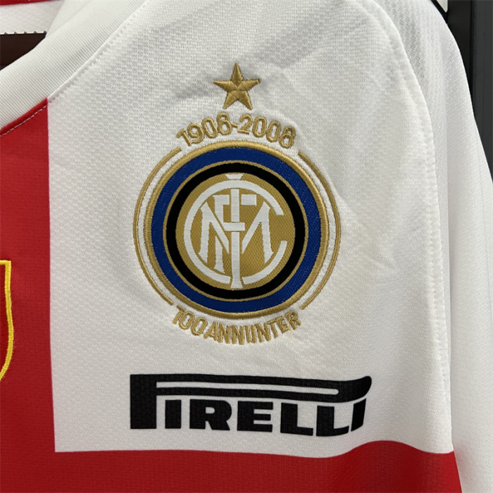 with Scudetto Patch Retro Jersey 2007-2008 Inter Milan Away White Soccer Jersey