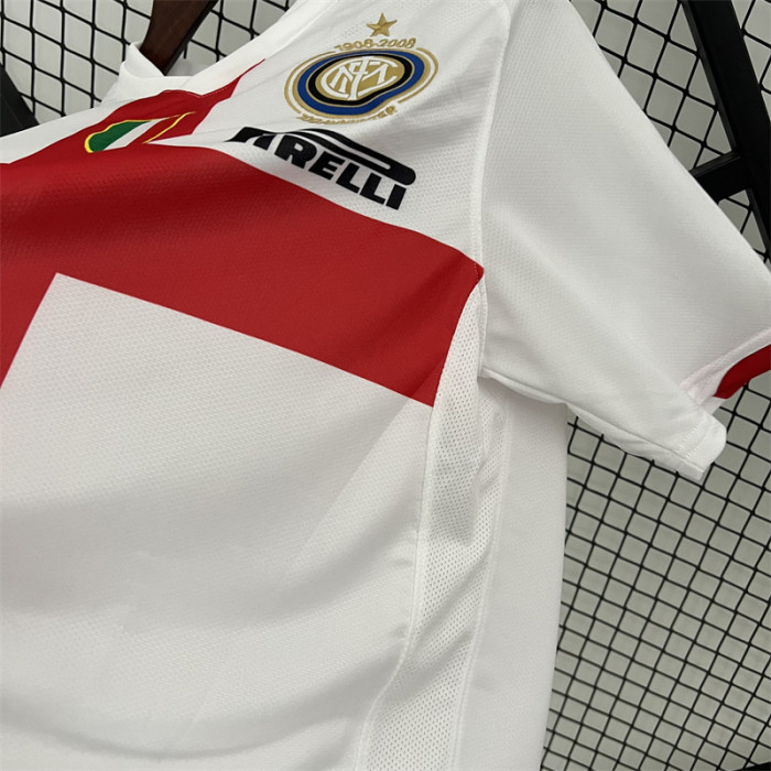 with Scudetto Patch Retro Jersey 2007-2008 Inter Milan Away White Soccer Jersey