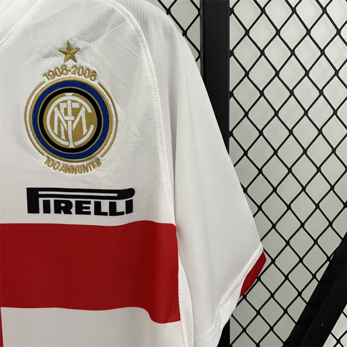 with Scudetto Patch Retro Jersey 2007-2008 Inter Milan Away White Soccer Jersey