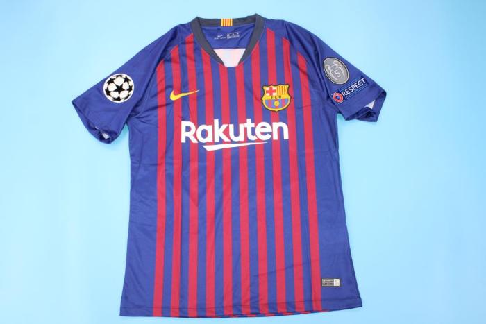with UCL Patch Retro Jersey 2018-2019 Barcelona MESSI 10 Home Soccer Jersey Vintage Football Shirt