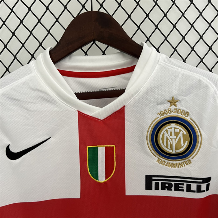 with Scudetto Patch Retro Jersey 2007-2008 Inter Milan Away White Soccer Jersey