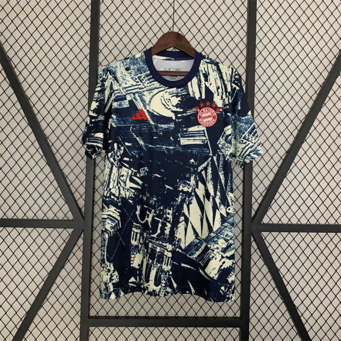 FC Bayern 2023-24 Pre-Match Jersey - Off White / Night Indigo Football Shirt