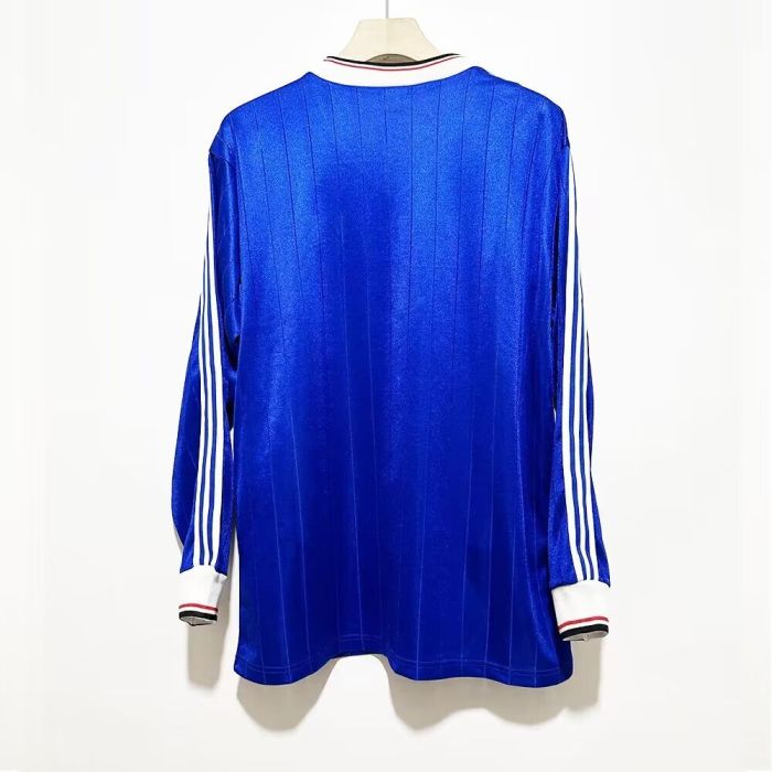 Long Sleeve Retro Jersey 1982-1983 Manchester United Away Blue Soccer Jersey Vintage Football Shirt