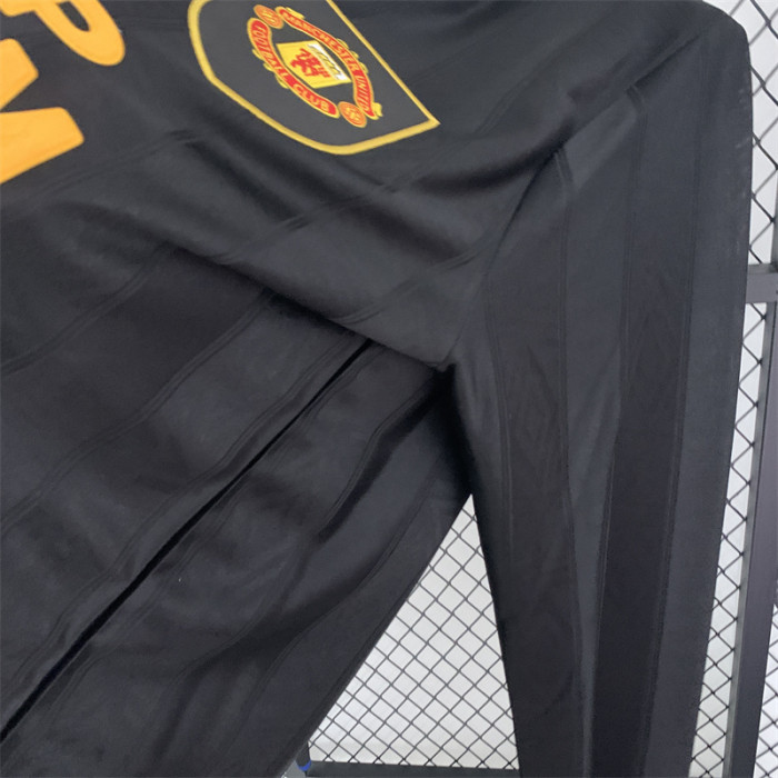Long Sleeve Retro Jersey 1993-1994 Manchester United Away Black Soccer Jersey Vintage Football Shirt