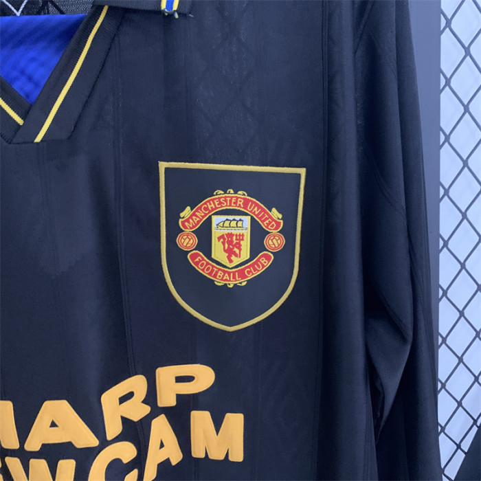 Long Sleeve Retro Jersey 1993-1994 Manchester United Away Black Soccer Jersey Vintage Football Shirt