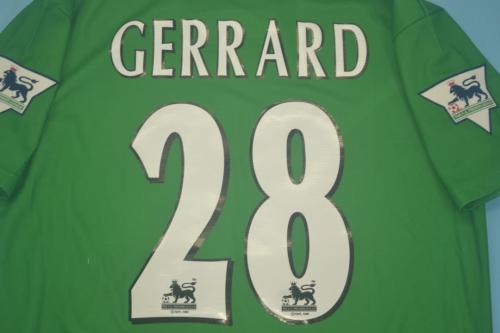 with EPL Patch Retro Jersey 1999-2000 Liverpool GERRARD 28 Away Green Soccer Jersey Vintage Football Shirt