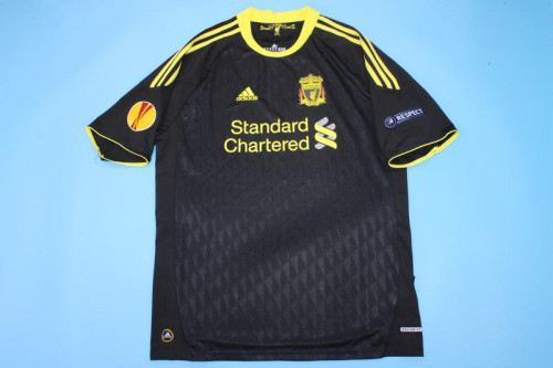 with Europa League Patch Retro Jersey 2010-2011 Liverpool 3rd Away Black Soccer Jersey Vintage Football Shirt