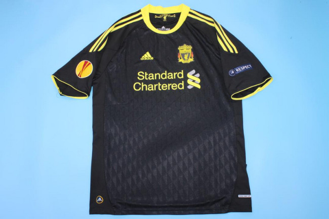 with Europa League Patch Retro Jersey 2010-2011 Liverpool 3rd Away Black Soccer Jersey Vintage Football Shirt