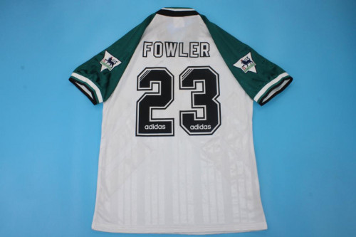 with EPL Patch Retro Jersey 1993-1995 Liverpool FOWLER 23 Away White Soccer Jersey Vintage Football Shirt