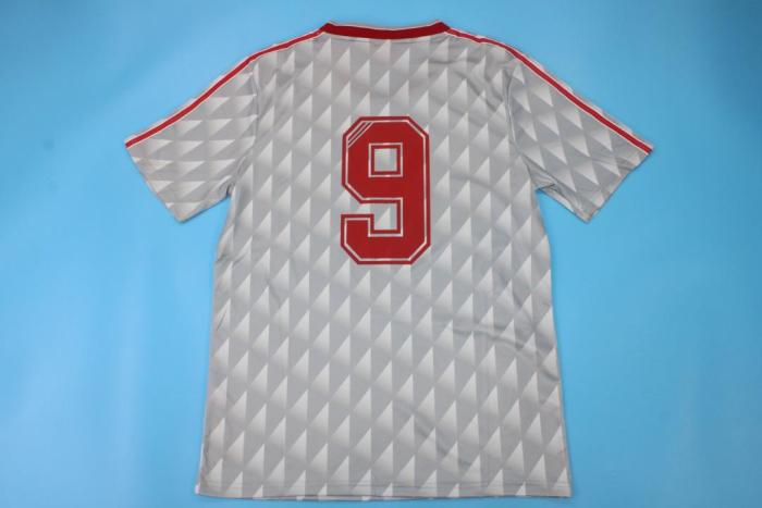 Retro Jersey 1989-1991 Liverpool 9 Away Grey Soccer Jersey Vintage Football Shirt