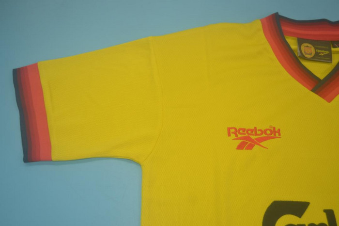 Retro Jersey 1997-1998 Liverpool FOWLER 9 Away Yellow Soccer Jersey Vintage Football Shirt
